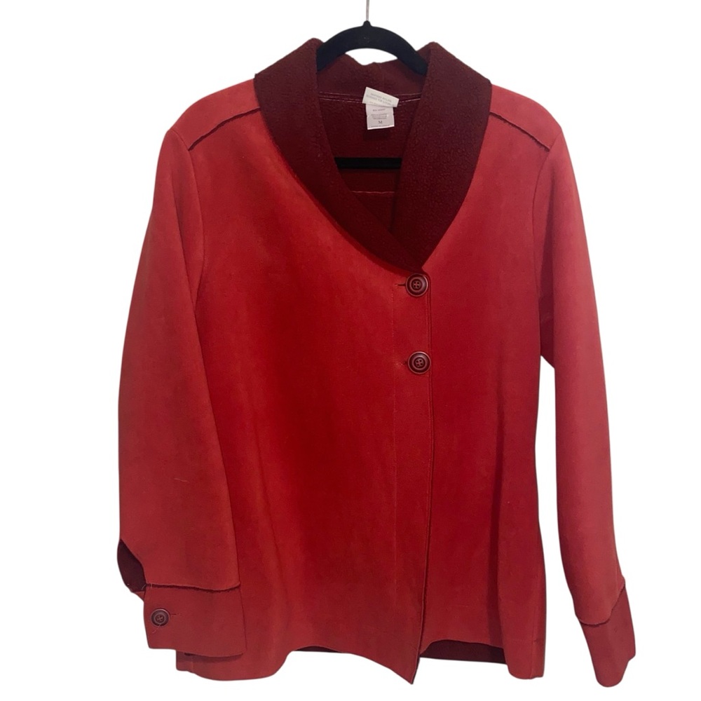 Artisans Jacket Womens Medium Fleece Button Lagenlook Lagom Boho Artsy Fall